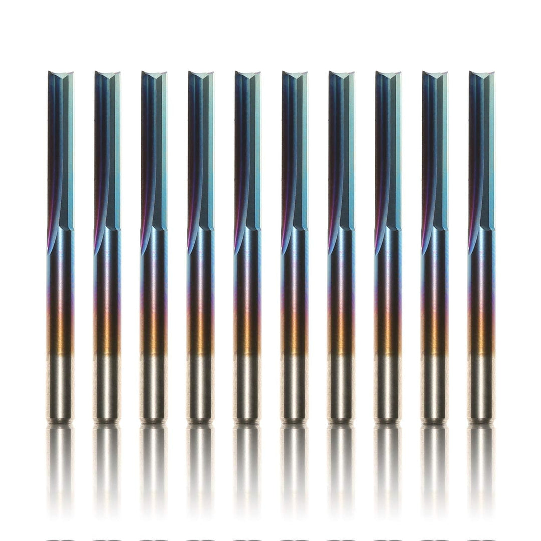 Genmitsu CNC-Fräser, 1/8 Zoll Schaft, gerader Fräser, Nano Blaubeschichtung, 2 schneidiger Schaftfrä