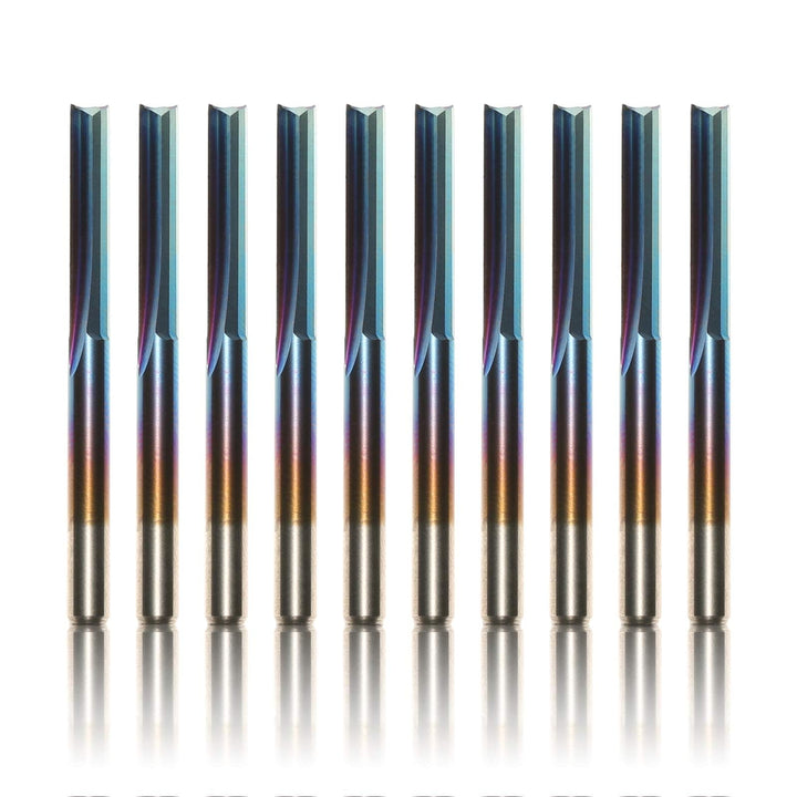 Genmitsu CNC-Fräser, 1/8 Zoll Schaft, gerader Fräser, Nano Blaubeschichtung, 2 schneidiger Schaftfrä