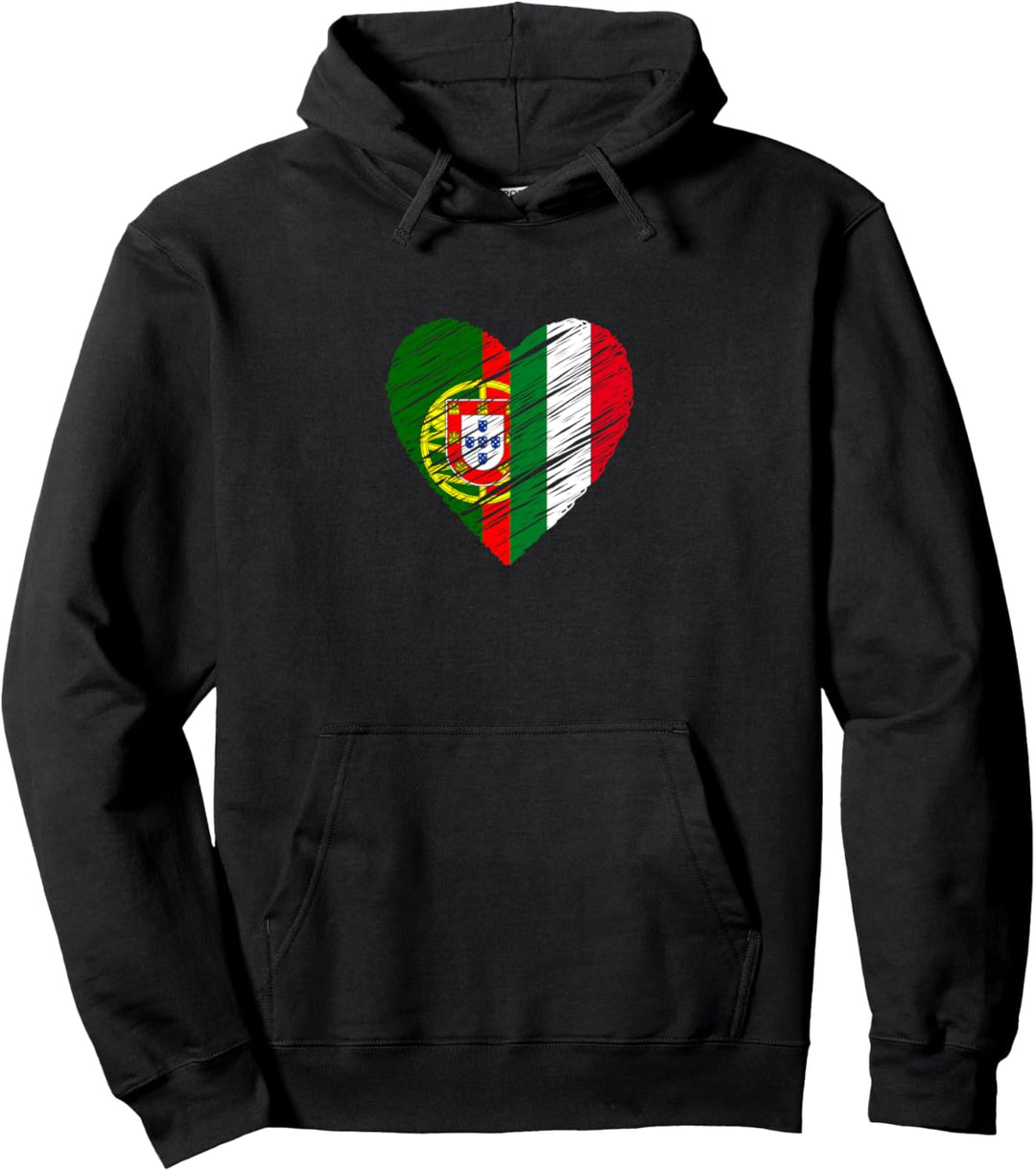 Portugal Italien Herz Italienische Flagge Portugiesische Flagge Liebe Herz Pullover Hoodie