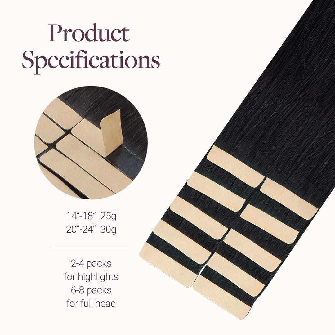 GOO GOO Tape in Extensions Echthaar, Tape Extensions Echthaar, 35cm 25g 10pcs, Extensions Echthaar,