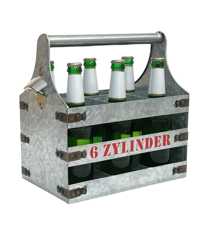 DanDiBo Bierträger Metall mit Öffner Flaschenträger 6 Zylinder V6 96402 Flaschenträger Flaschenöffne