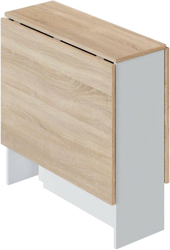 Dmora - Ausziehbarer Toledo-Tisch, klappbarer Esstisch mit klappbarer Platte, klappbarer Beistelltis