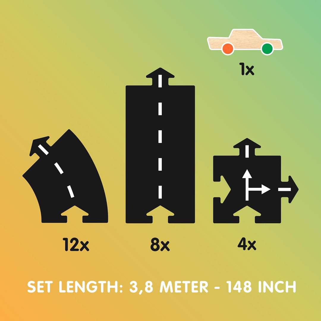 Waytoplay Highway - Die Flexible Spielzeugstrasse, 24 st. MIT Auto, Spielen Sie mit Ihren Autos drin