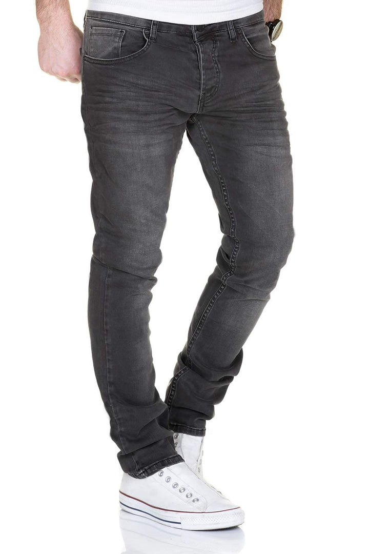 MERISH Jeans Herren Destroyed Hose Jeanshose Slim Fit Männer Denim 2081-1001 29W / 32L 505-4 Grau, 2