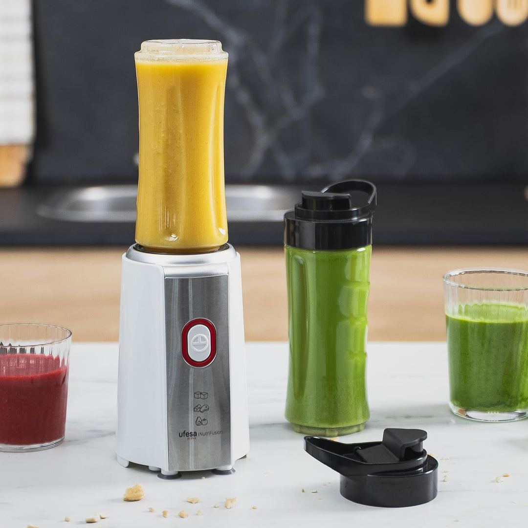 Ufesa Nutrifusion Tragbarer Personal Blender mit 500 W Leistung, 4 Edelstahlklingen, geeignet zum Ze
