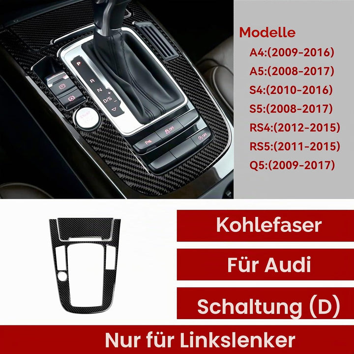 OYDDL Auto Kohlefaser Schaltknauf Schalthebel Cover Trim Kompatibel mit Audi A4 B8 A5 S4 S5 Q5 RS4 R