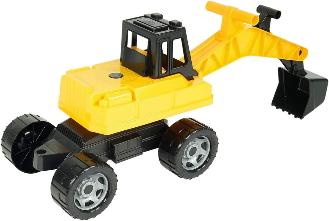 Lena 02047 Starke Riesen Bagger, Baufahrzeug 80 cm, Giga Trucks Schaufelbagger mit 2 Stahlachsen, gr