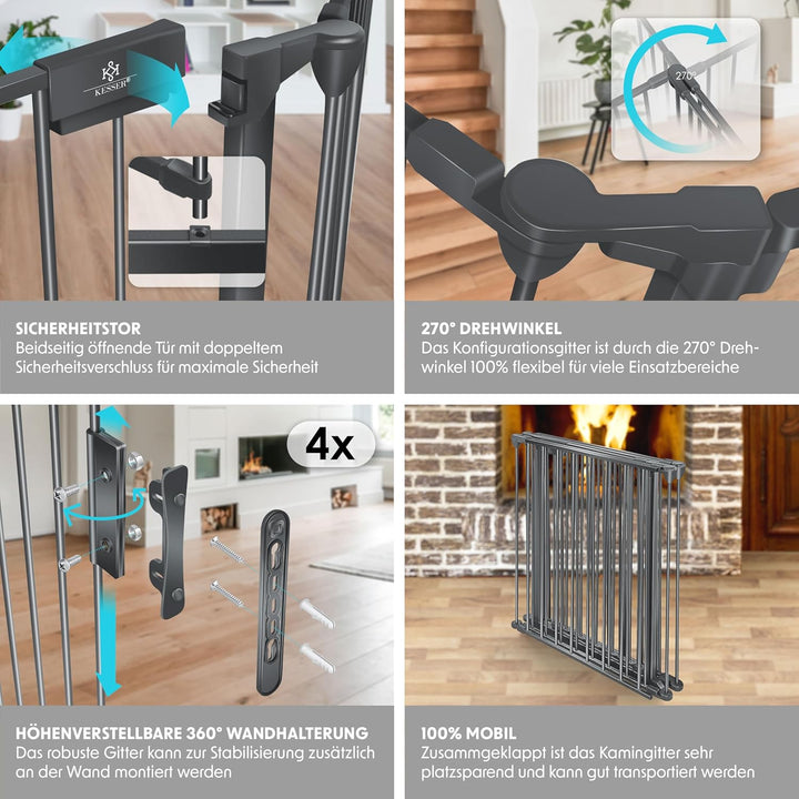KESSER® Kaminschutzgitter mit Tür 305 cm Metall Ofenschutzgitter Laufgitter Laufstall Absperrgitter