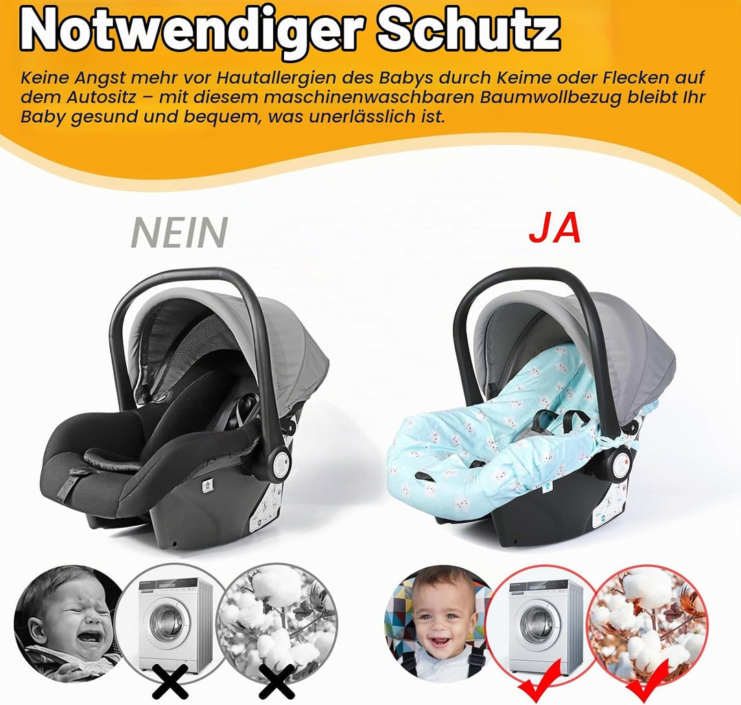 Orzbow Universal Bezug für Babyschale,Schutzbezug aus 100% Baumwolle,Perfekter Passform für Babyscha