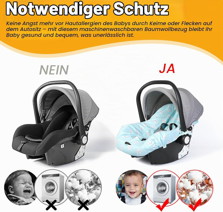 Orzbow Universal Bezug für Babyschale,Schutzbezug aus 100% Baumwolle,Perfekter Passform für Babyscha