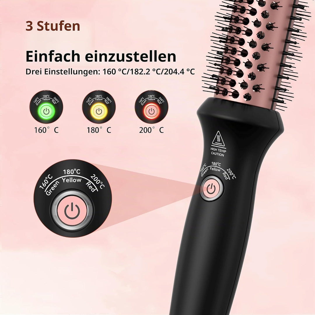 UKLISS Thermobürste 32mm, Thermal Brush LCD-Anzeige [160-200℃], Pro Ionische Thermo Rundbürste, Hot