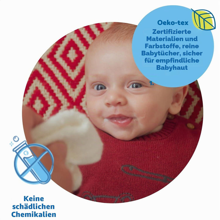 Cheeky Wipes - Babytücher aus Baumwolle, weiss, 25 Stück - 15 x 15 cm