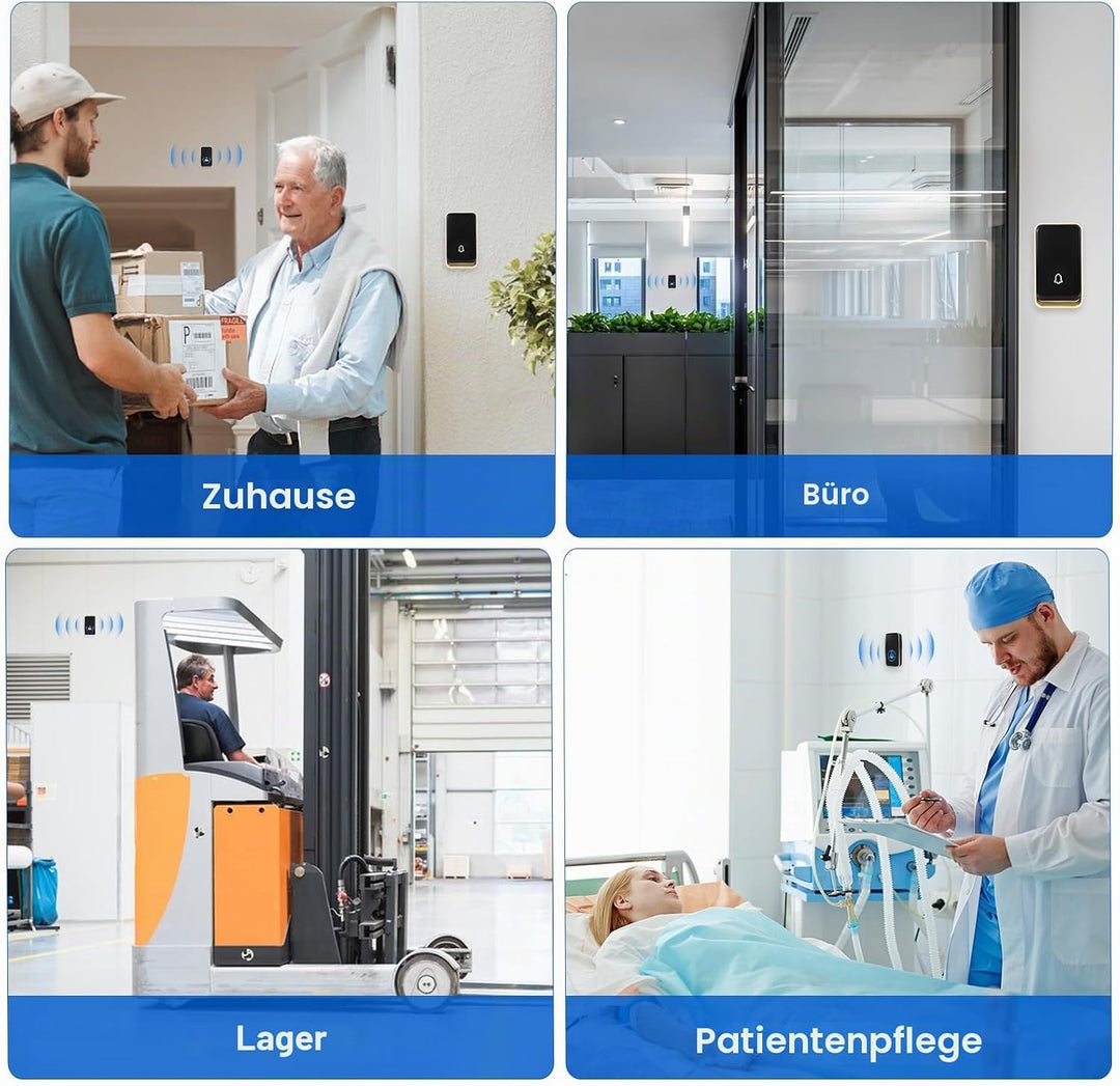 『Keine Batterie Erforderlich』Drahtlose Türklingel wasserdicht, AURTEC-Türklingel-Kit mit 1 Empfänger