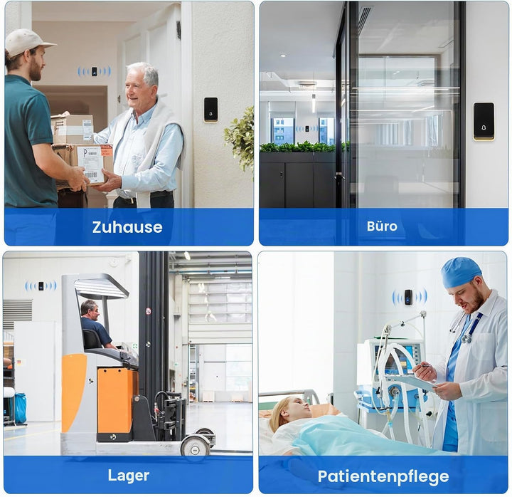 『Keine Batterie Erforderlich』Drahtlose Türklingel wasserdicht, AURTEC-Türklingel-Kit mit 1 Empfänger