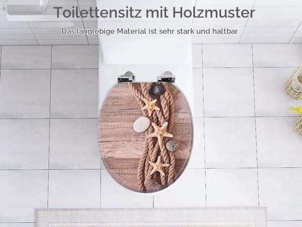 SAINOS MDF Toilettendeckel Mit Absenkautomatik O-förmiger Toilettensitz Mit Verstellbaren Scharniere