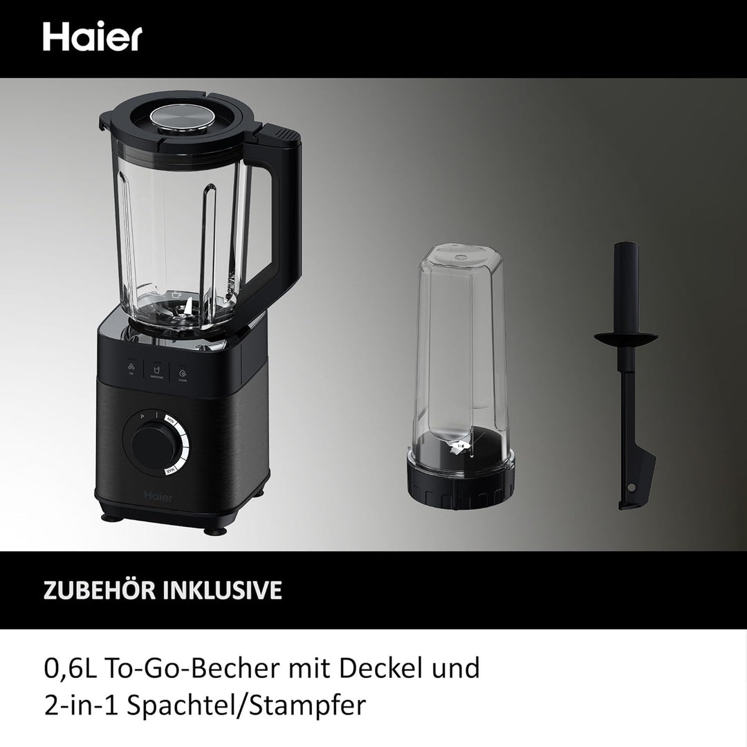 Haier Mixer mit Ice-Crush-Funktion & Smoothie Maker, 1200W I Standmixer mit 1,7L Glasbehälter & 0,6l
