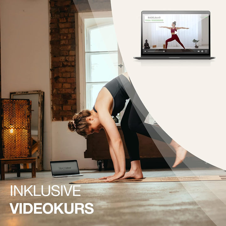 BACKLAxx ® Kork Yoga Matte mit Naturkautschuk – Nachhaltige Yogamatte rutschfest schadstofffrei mit
