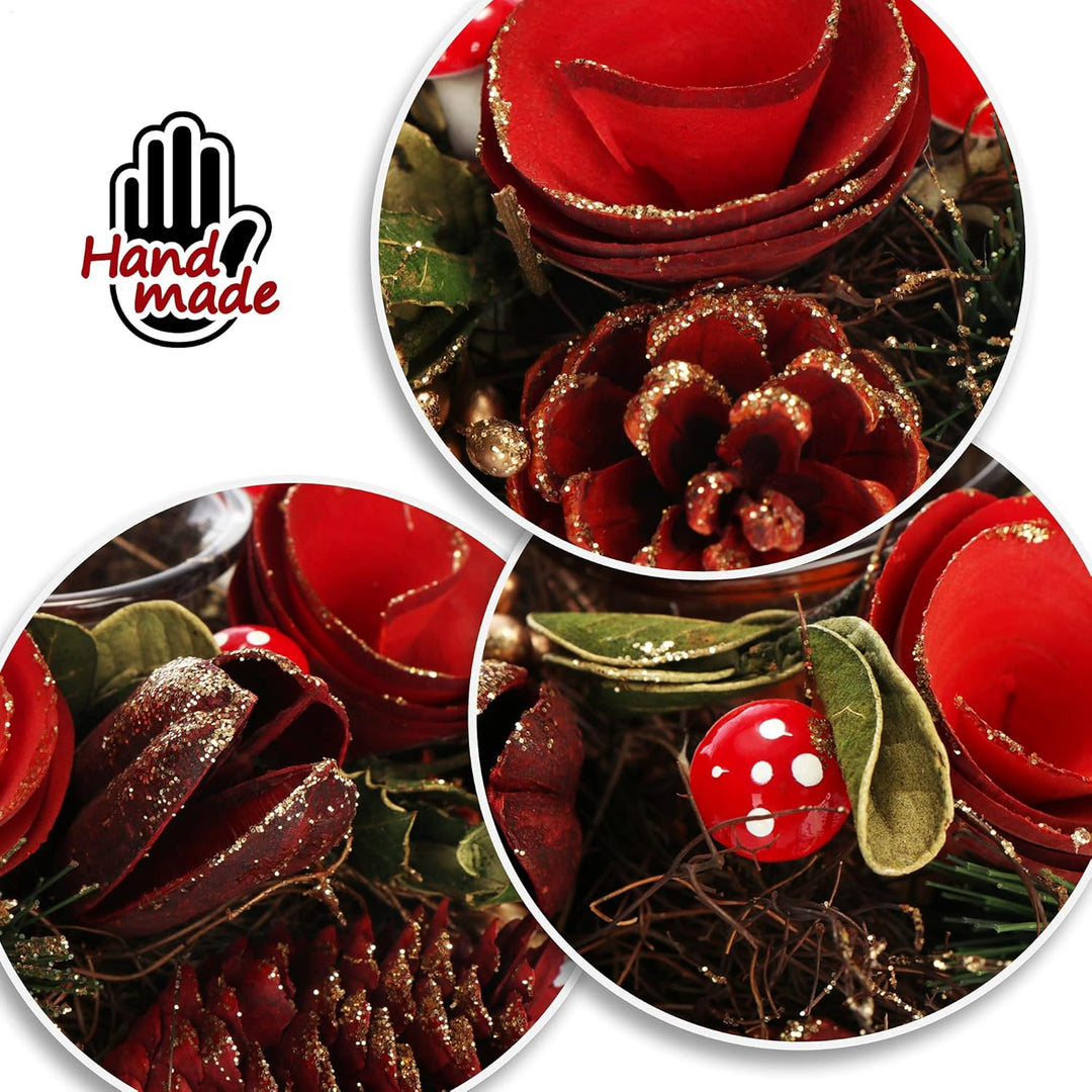 COM-FOUR® Teelichthalter - dekorativer Kerzenständer für Weihnachten und Herbst - Kerzenhalter mit n