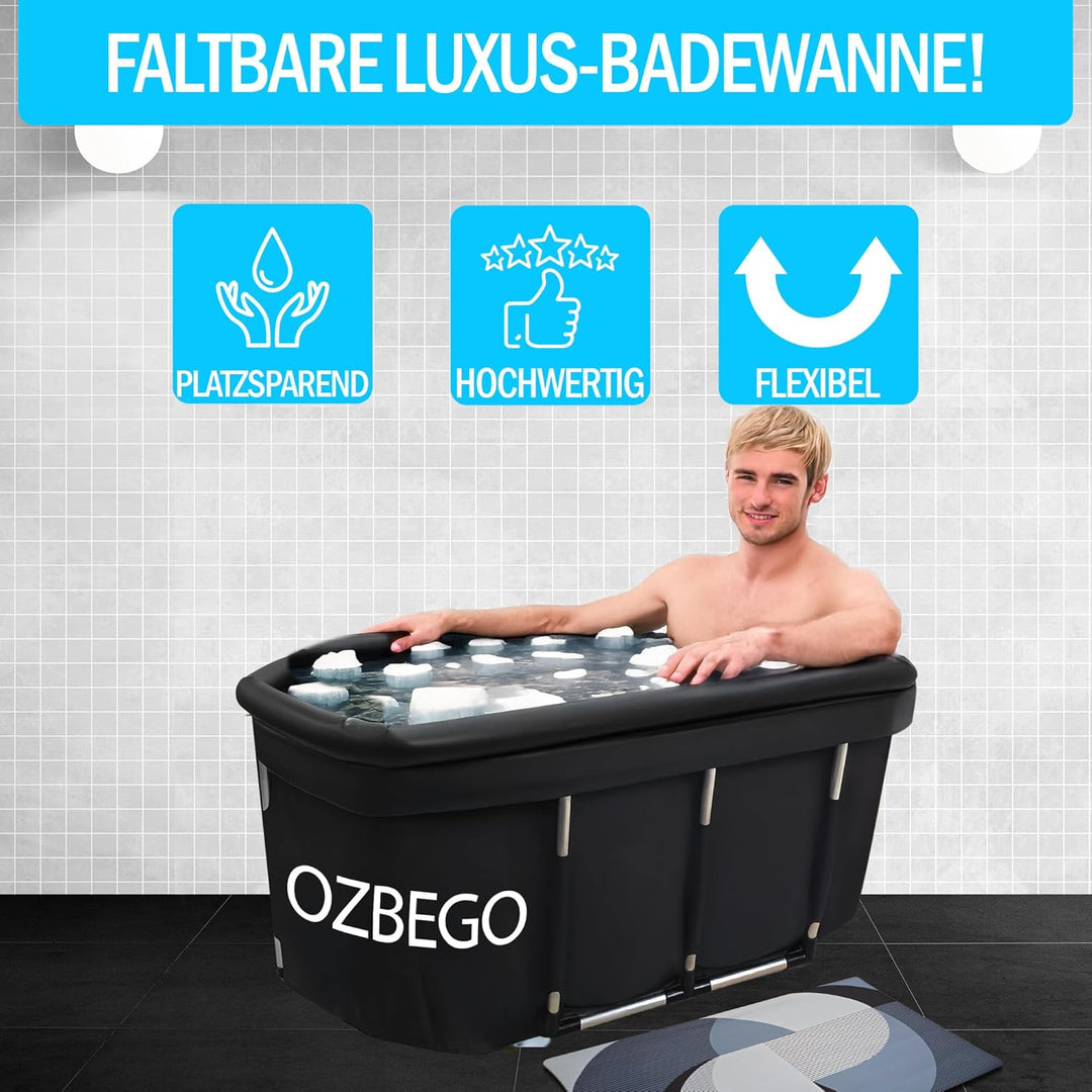 Eiswanne XL – Tauchbecken Eisbad Set mit Deckel, Tasche, Luftringabdeckung &amp; Badewanne für Erwachsen