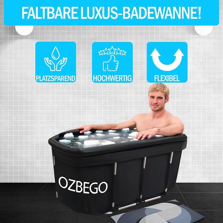 Eiswanne XL – Tauchbecken Eisbad Set mit Deckel, Tasche, Luftringabdeckung &amp; Badewanne für Erwachsen