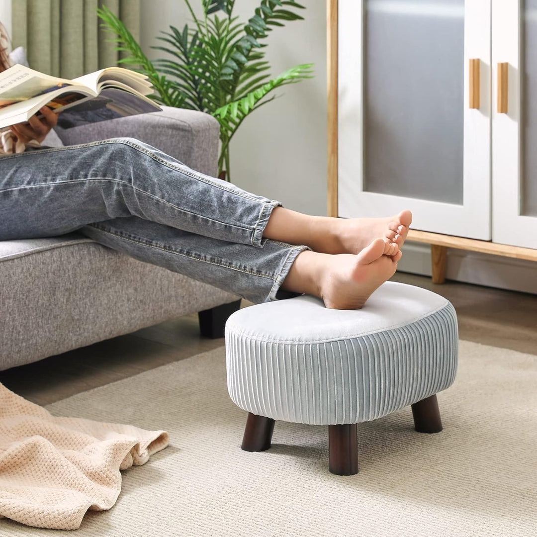 YMYNY Fusshocker, Sitzbank mit Griff, Gebogener Tritthocker mit weichem Sitzkissen, Gepolsterter Hoc