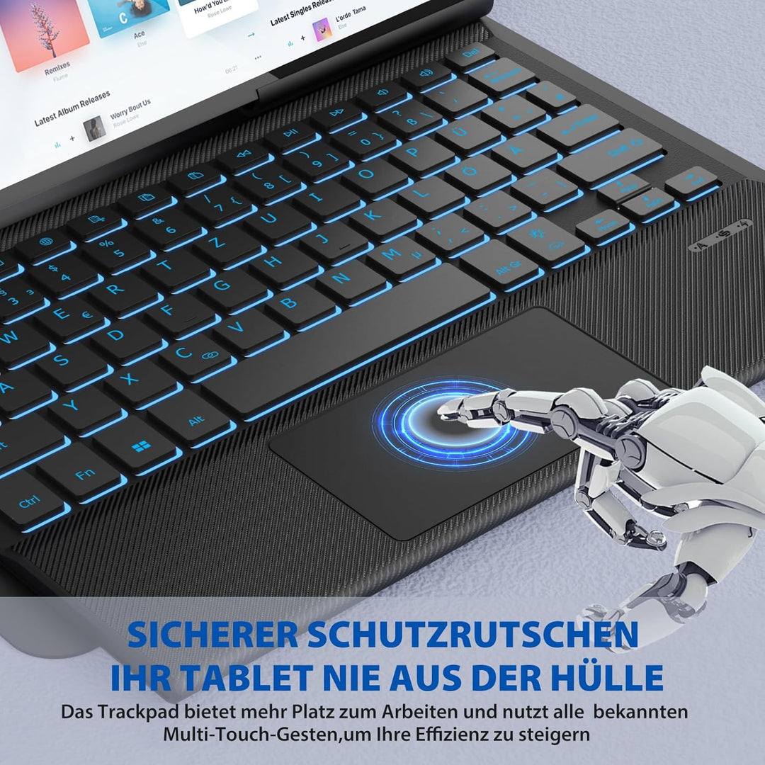 DoohowCase Hülle mit Tastatur für Lenovo Tab Plus (TB351FU) 11.5 Zoll 2024, Bluetooth QWERTZ Tastatu
