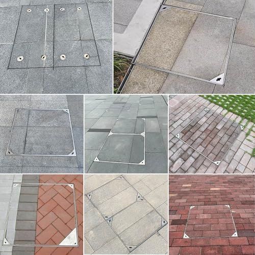 Schachtabdeckung Aluminium 300x300mm, Eingebettete Schachtdeckel mit Rahmen, Gullideckel Versenkte S