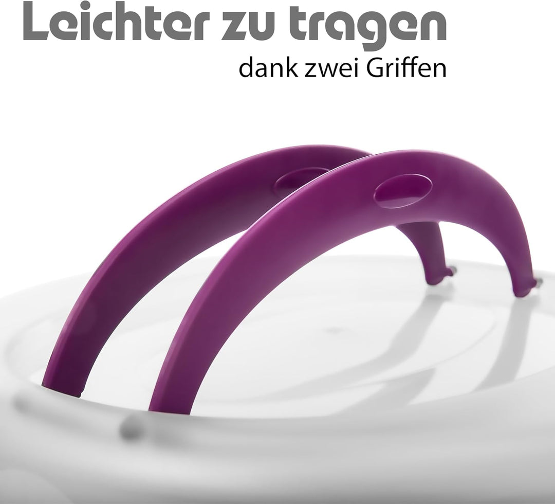 BigDean Kuchen Transportbox Rund in Brombeerfarbe – Tortenglocke mit Tragegriff für sicheren Transpo