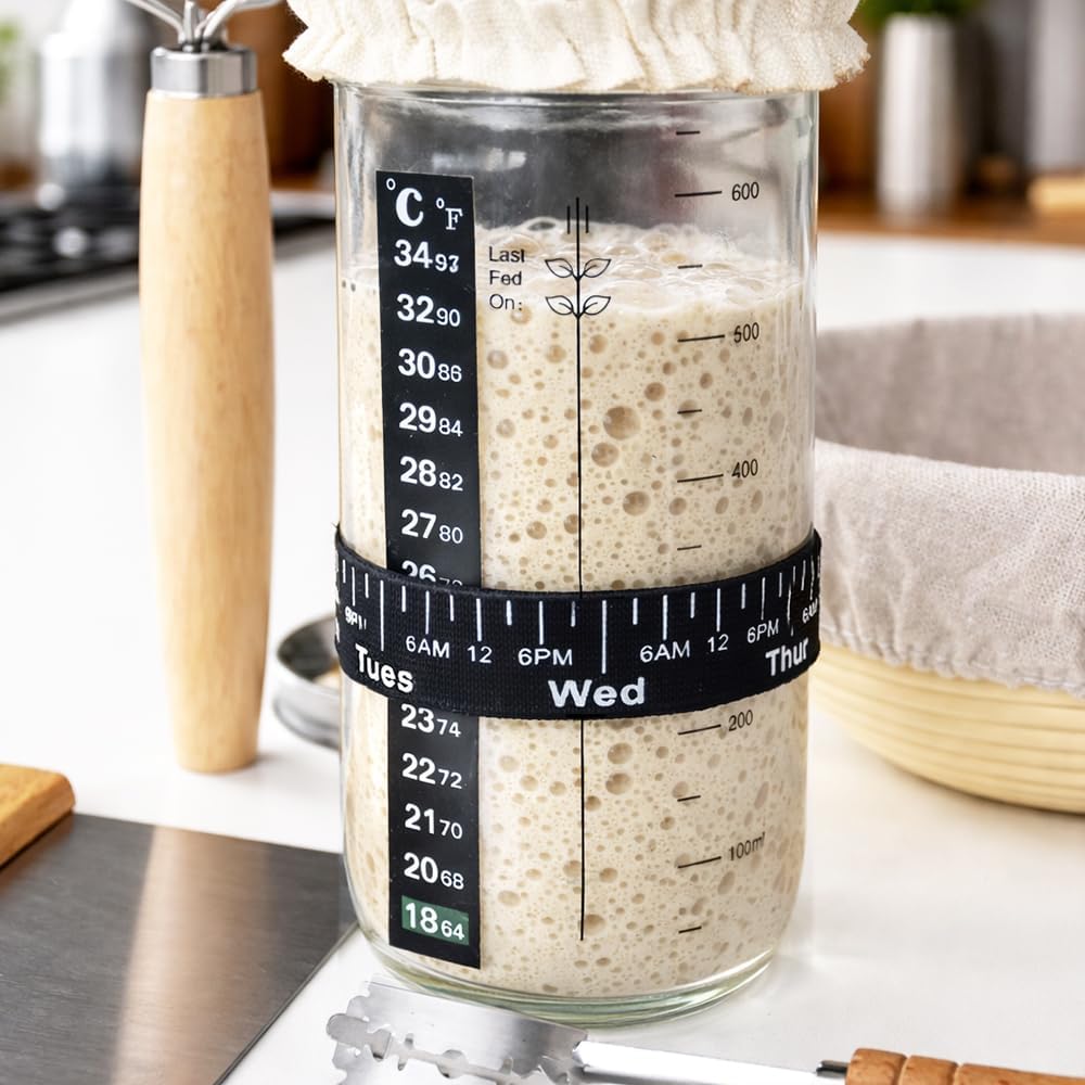 MikaMax Sauerteig Starter Set 10-teilig - Gärkorb Brot Set rund - Brotbackzubehör Komplettset - Brot