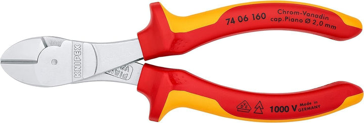 Knipex Kraft-Seitenschneider verchromt, isoliert mit Mehrkomponenten-Hüllen, VDE-geprüft 160 mm 74 0
