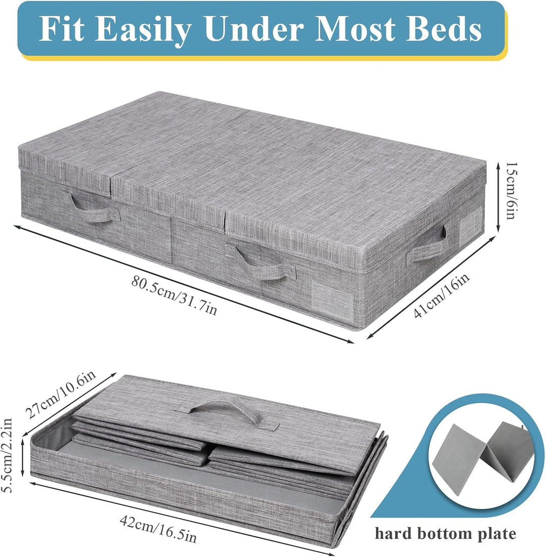 Lannvan Unterbettkommode mit Deckel, Unterbett Aufbewahrungsbox 15 cm Hoch, Unterbett Aufbewahrung F
