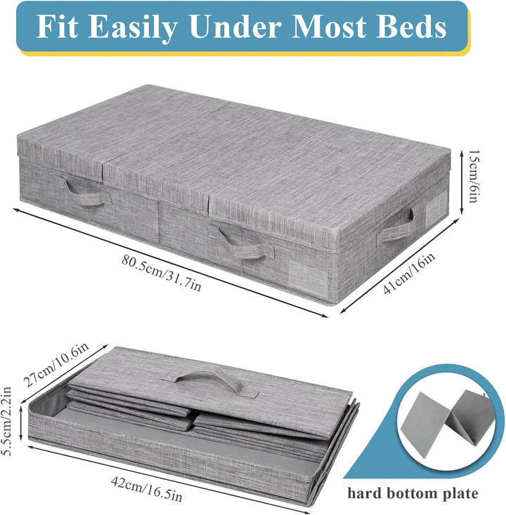 Lannvan Unterbettkommode mit Deckel, Unterbett Aufbewahrungsbox 15 cm Hoch, Unterbett Aufbewahrung F