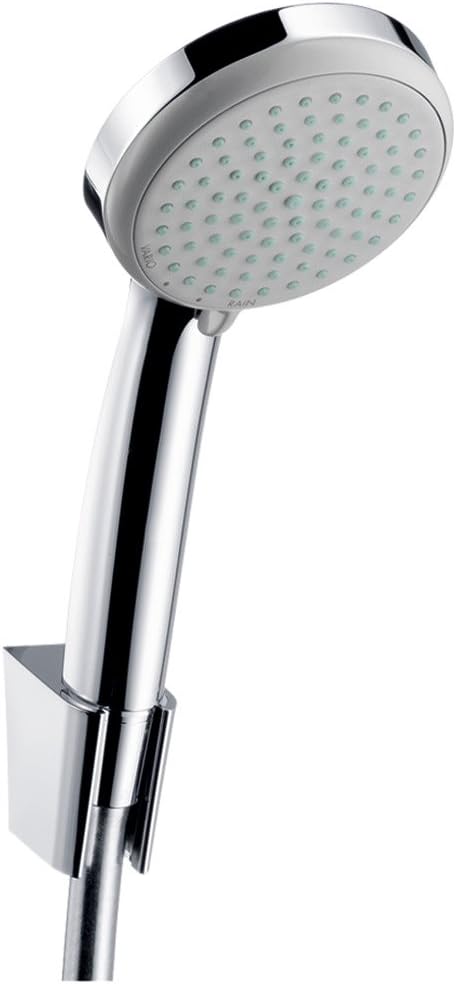 hansgrohe Croma 100 Duschkopf, inkl. Duschkopfhalterung, Chrom Set mit Brauseschlauch 1,60m Chrom 1