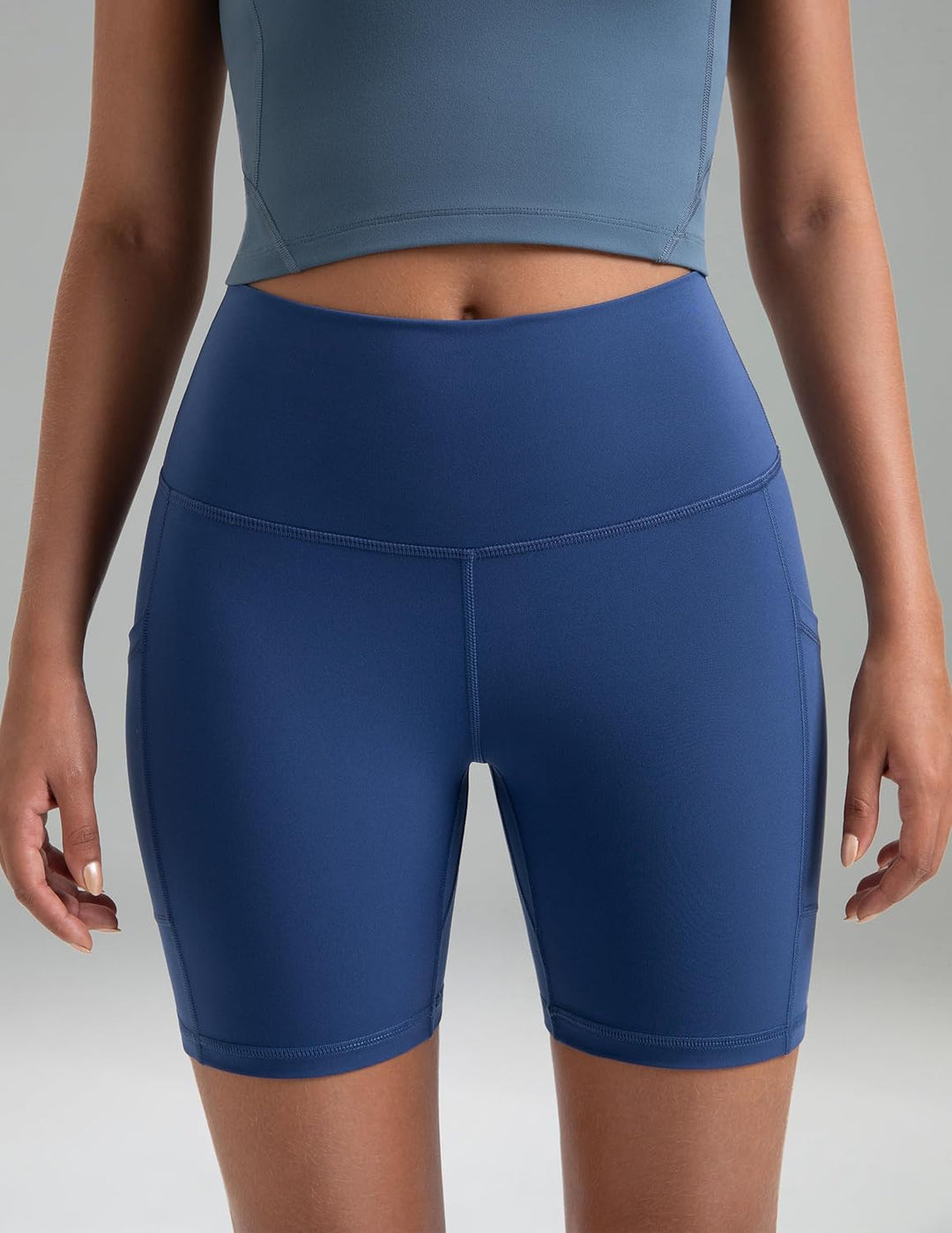 Colorfulkoala Women's High Waisted Biker Shorts mit Taschen 6" Inseam Workout & Yoga Tights, Blauer