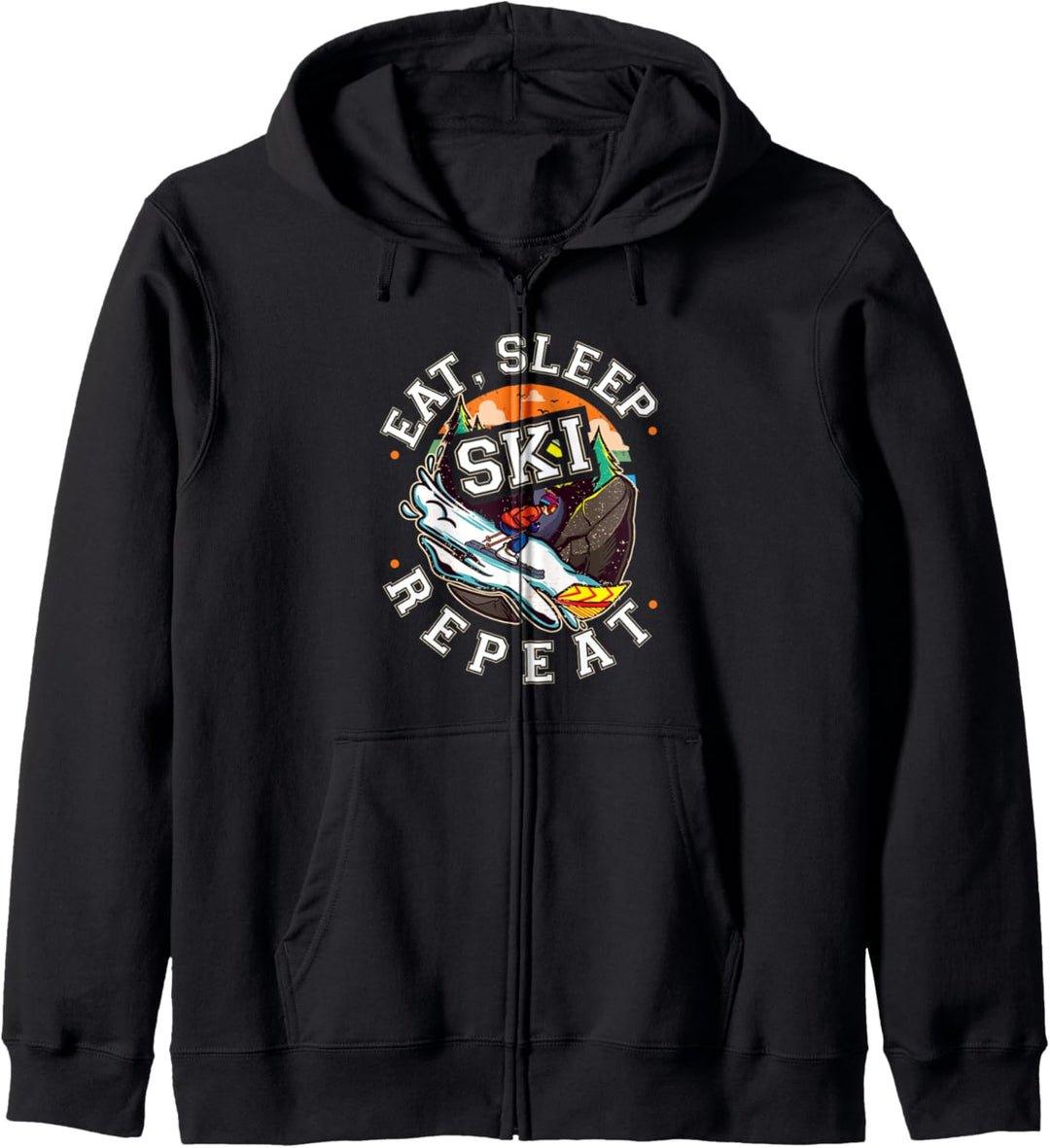 Skifahrer Eat Sleep Ski Kapuzenjacke