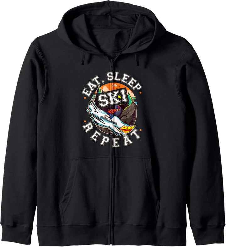 Skifahrer Eat Sleep Ski Kapuzenjacke