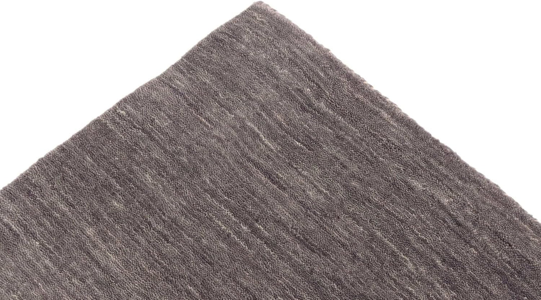 RUG PRINCE Wollteppich Gabbeh Uni 80x200 Handgewebt Läufer Schwarz Einfarbig Handarbeit Schwarz 80x2