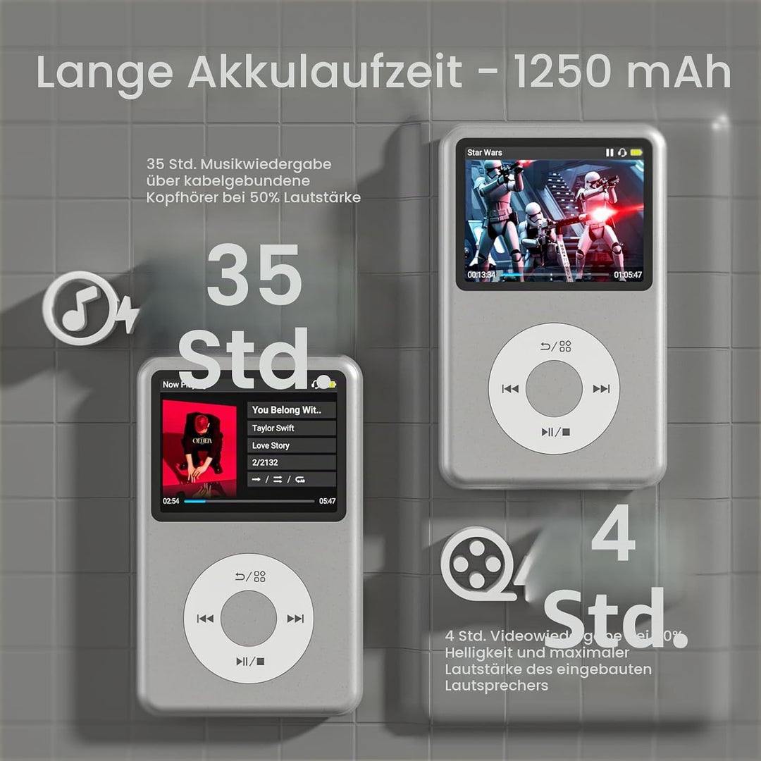 Innioasis Y1 64GB MP3 Player - Zeitlose Klasse: Touch Wheel-Steuerung, Bluetooth, Video-Player, Hörb