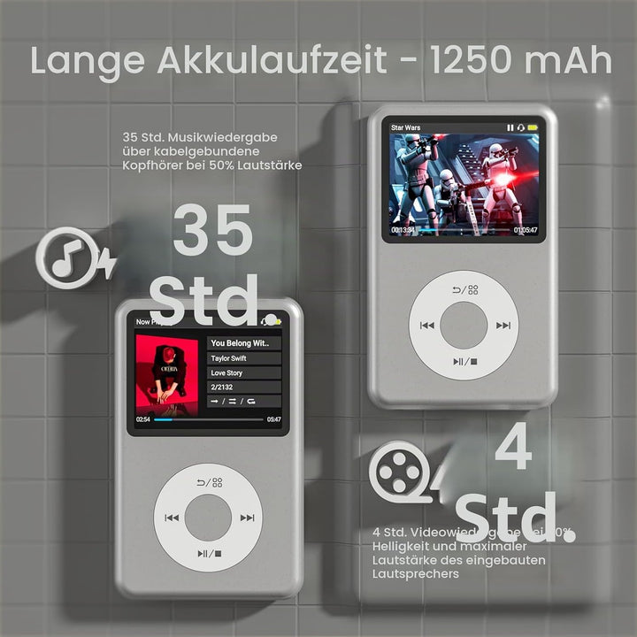 Innioasis Y1 64GB MP3 Player - Zeitlose Klasse: Touch Wheel-Steuerung, Bluetooth, Video-Player, Hörb