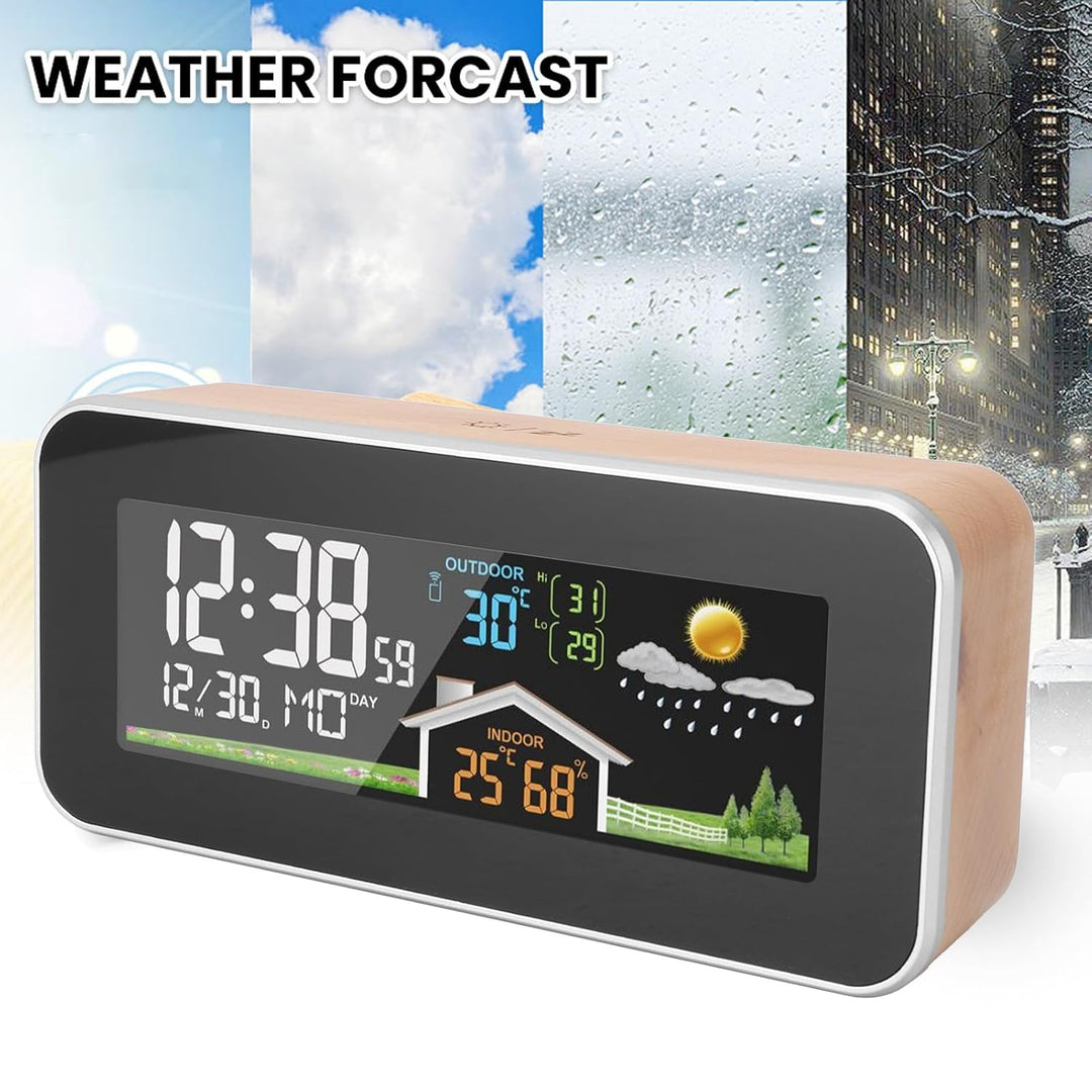 Wettervorhersage-Wecker, Wettervorhersage-Uhr, LCD-Farbdisplay, Kabelloser Digitaler Wetterwecker mi