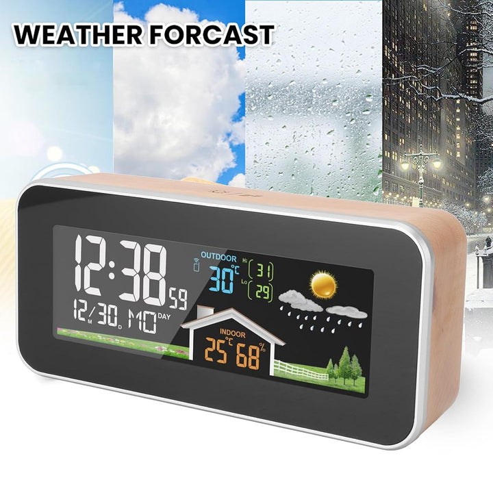 Wettervorhersage-Wecker, Wettervorhersage-Uhr, LCD-Farbdisplay, Kabelloser Digitaler Wetterwecker mi