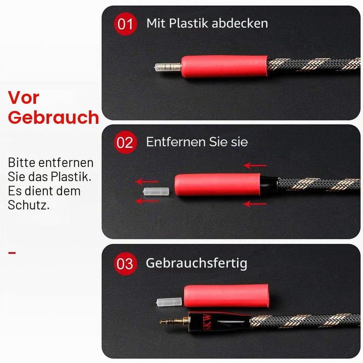 SKW Audiophiles AUX Kabel, 3.5mm Klinkenkabel mit 6mm Stereo Audiokabel für Subwoofer, Heimkino und