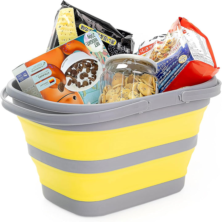 SAMMART 17L Faltbarer Korb mit Griff – Tragbarer Outdoor-Picknickkorb/Krater – Faltbare Einkaufstasc
