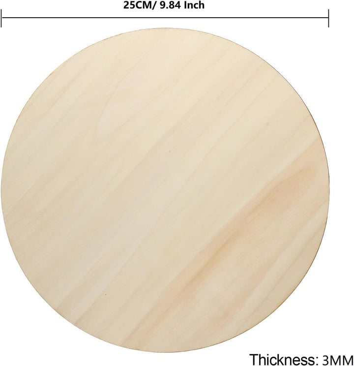 20 Stück Runde Holzscheiben 30 cm, 3mm Dick Holzplatte Rund, Unbehandelte Untersetzer rund Natur Hol