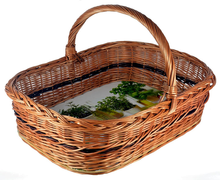 Tablett Serviertablett aus Weide mit festem Henkel und Bodenplatte mit Motiven zur Auswahl – 56×39×3