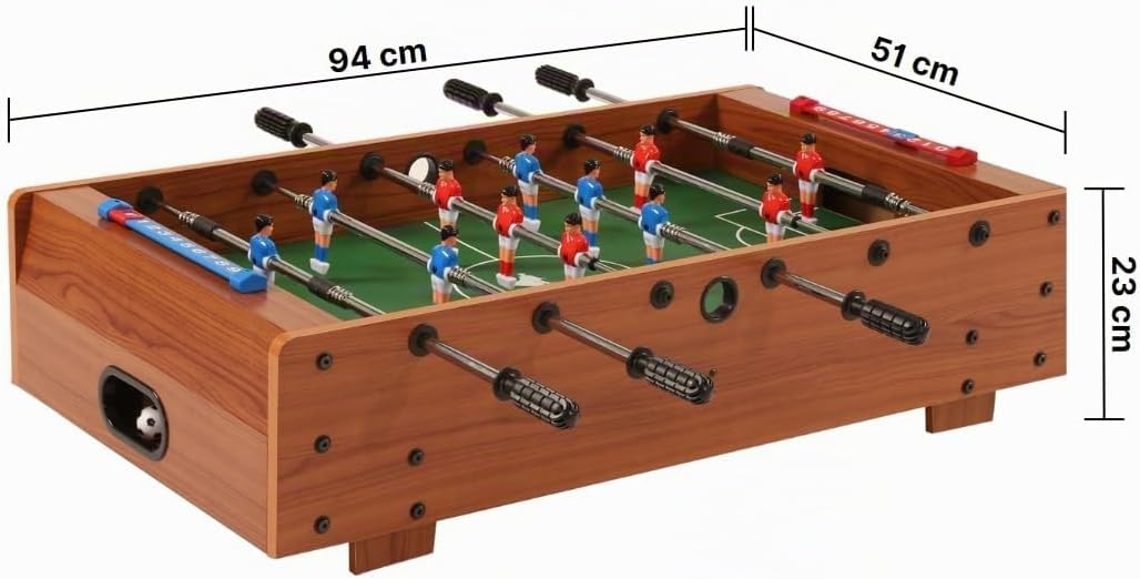 Mini-Kickertisch als praktische Auflage für Tisch oder Boden mit kindersicheren Teleskopstangen Grös
