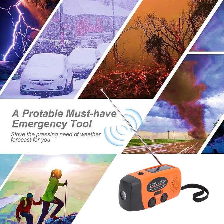 Notfallradio, Solarhand Crank Radio, NOAA AM FM Wetter, mit Mobiltelefonladegerät, LED Taschenlampe,