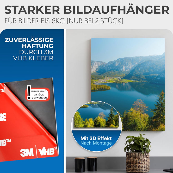 PEARWAY™ - Alu Dibond und Acrylglas Aufhängung - [10er Set] - extra starker 3M Kleber - bis zu 8kg -