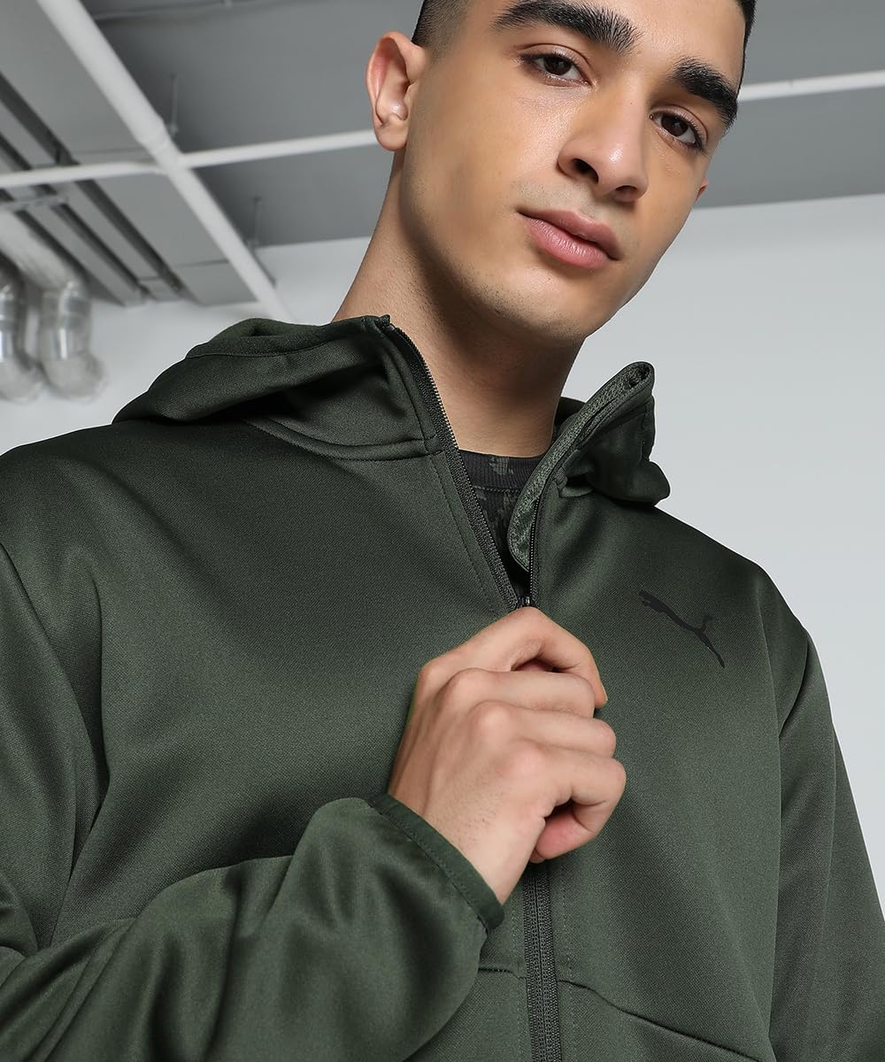 PUMA Train All Day PwrFleece Full Zip Herren Sweatjacke Kapuzenjacke 522339 01 schwarz S Dunkles Oli