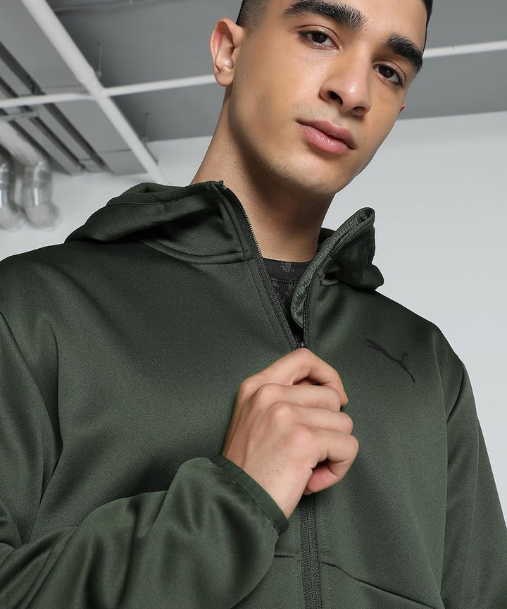 PUMA Train All Day PwrFleece Full Zip Herren Sweatjacke Kapuzenjacke 522339 01 schwarz S Dunkles Oli